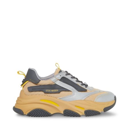 Gold / Grey Steve Madden Possess Men's Sneakers | PH 1582XAE